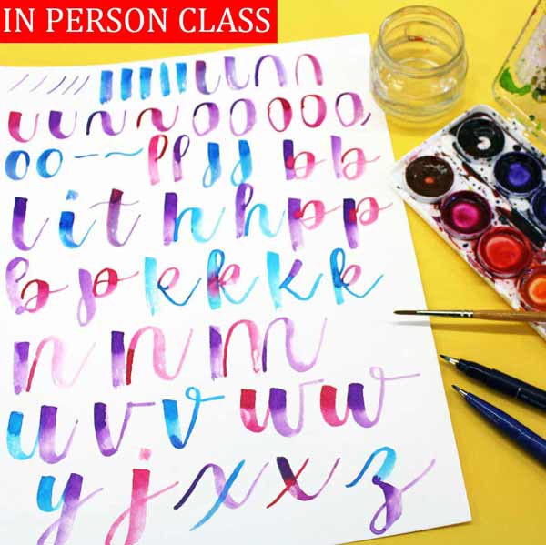 Alcohol Inks, Beginning Brush Calligraphy, and Kid Classes!